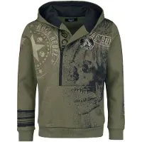 Rock Rebel by EMP Sweat-shirt à capuche de - Sweat à Capuche Imprimé Crâne - M - XXL - pour Homme - olive - Taille L