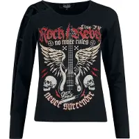 Rock Rebel by EMP T-shirt manches longues de - Skulls & Details - S - XXL - pour Femme - noir - Taille XXL