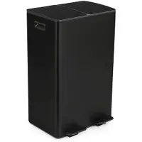 Mascot Umuzi Poubelle de nettoyage - 60L - Séparation des déchets 2 bacs - Noir mat - Fermeture souple - 45x37x70cm
