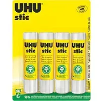 UHU Stic Batons de Colle sans solvant, 21 g, Lot de 4, Blanc