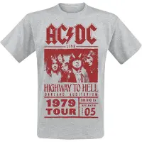 AC/DC T-Shirt Manches courtes de - Highway To Hell - Red Photo - 1979 Tour - S - XXL - pour Homme - gris chiné - Taille L