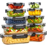 Savoré Kitchen Preserving Trays Set - Meal Prep Trays - Freezer Trays Glass - Airtight - 10 Pieces