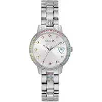 GUESS Montre à affichage analogique 'Three Of Hearts' bleu / jaune / rose / argent