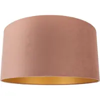 QAZQA Abat-jour en velours rose 50/50/25 avec intérieur doré