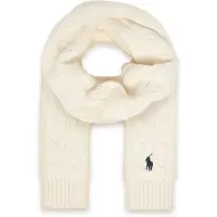 Ralph Lauren unisex. 323953206005 Écharpe en coton à torsades blanches (L/XL), Casuel