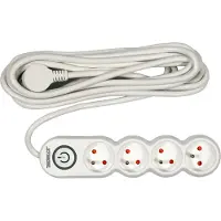 TRIZERATOP Multiprise de 5 m avec interrupteur, 4 prises