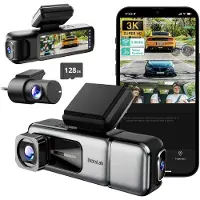 AZDome G980H MULTI-KANAL 3CH (Récepteur GPS, WiFi, 4K), Dashcam, Noir