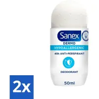 Sanex Dermo - Déodorant à bille - Hypoallergénique - Anti-transpirant 48h - 50 ml - Pack avantage - 2 pièces