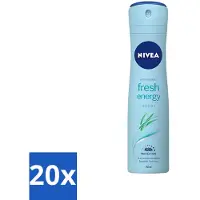 Nivea - Déodorant - Spray - Énergie fraîche - 48 heures - 150 ml - Pack avantage - 20 pièces