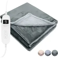 STAUS&BACH Couverture électrique 3XL - Couverture supérieure pour 2 personnes - Couverture chauffante double face en polaire Sherpa - Gris anthracite - 180x160 cm PowerNap