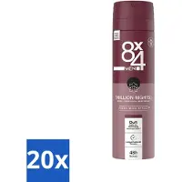 8x4 8 x 4 Déodorant Spray Men - N° 18 Millions Nights - Déodorant - Pour hommes - 150 ml - Pack avantage - 20 pièces
