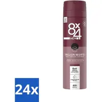 8x4 8 x 4 Déodorant Spray Men - N° 18 Millions Nights - Déodorant - Pour hommes - 150 ml - Pack avantage - 24 pièces