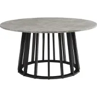 En.casa Table basse 'Buzzard' Ø90 x 45 cm avec piètement bambou rond noir/imitation béton