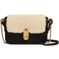 Ted Baker Cuir sac à épaule bandoulière sac à épaule Sherlin Twist Lock Detail Shearling Shoulder Bag Black noir