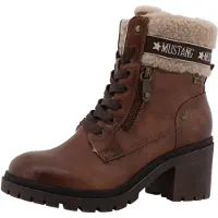 Mustang Bottines à lacets 'Leila' beige / marron / marron châtaigne