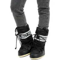 Moon Boot pour femme. 80D1400440 Bottes Icon en nylon noir (39/41), Plat, Aucun, Casuel, Neige