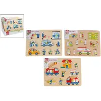 Merkloos Puzzle à boutons en bois : Services d'urgence