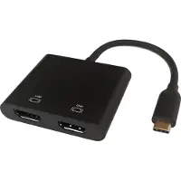 Deltaco USB-C til 2 x HDMI 4K/60Hz HUB 0,1m (USB-C, 7 ports), Station d’accueil + hub USB, Noir