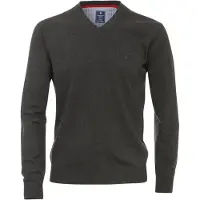 REDMOND Casual Regular Fit Pull-over Encolure en V gris, Unicolore