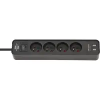Brennenstuhl BrennenstuhlBrennenstuhl Ecolor multiprise avec USB et 4 prises (multiprise avec 2 ports USB, bras et câble USB de 1,5 m), couleur noir