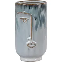 House Nordic Vase à facettes en céramique bleue bicolore Ø9,5x17 cm