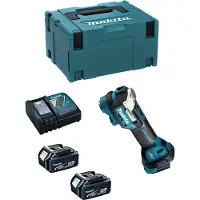 Makita DTM 52 RTJ Outil multifonction Découpeur-ponceur sans fil Brushless Starlock Max 18 V + 2x Batteries 5,0Ah + Chargeur + Makpac