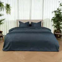Kayori Elin Housse de couette Satin de coton - 140x200-220 cm +1 taie d'oreiller - Single - Denim