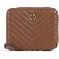 Pinko porte-monnaie Taylor Zip Around Sheep Nappa Chevron Marrone - Leone - Antique Gold marron clair