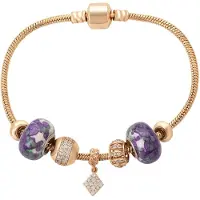 Faina Bracelet or rose / jade / violet foncé / transparent