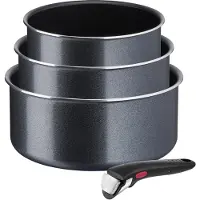 Tefal Ingenio L15890, ensemble de casseroles, noir, aluminium, revêtement antiadhésif en titane, couleur noire, indicateur de température