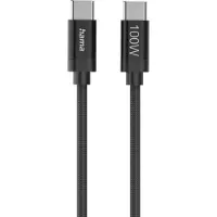 Hama Câble de charge "Fabric" USB-C - USB-C, 100 W, 1,5 m, nylon, Noir