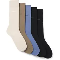 BOSS Lot de cinq paires de chaussettes mi-mollet en coton mélangé