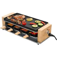 Kitchenbrothers Gourmet Set - 950W - Assiette Gourmet 8 personnes - Set avec casseroles et spatules - 46,5 x 23 cm - Bois/Noir