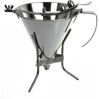 De Buyer Entonnoir à sauce et à fondant Kwik Pro avec support, Outils de décoration pâtisserie, Argent