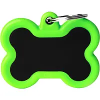 My Family Black Bone ID tag pour chien en aluminium vert, 4.1x3.3cm (1 pc) (L, Chien)