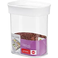 EMSA 2er Set Stapelbare Vorratsdose für Trockenvorräte, Volumen 0.38 Liter, Rechteckig, Weiß/Transparent, Optima 513555 x 2
