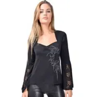 Outer Vision T-shirt manches longues Gothic de - Angel Prayer – Top pour femme – Azahara - S - XXL - pour Femme - noir - Taille S