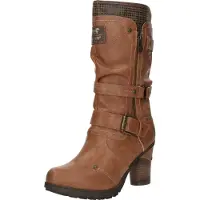 Mustang : chaussures, bottes, fermeture éclair, bottes montantes, couleur marron, style décontracté