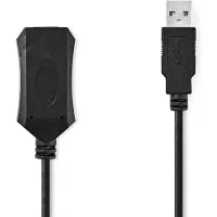 Nedis Câble USB actif | USB 2.0 | USB-A mâle | USB-A femelle | 480 Mbps | 5.00 m | Rond | Nickelé | PVC | Cuivre | Etiquette