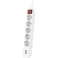 Hama 223183 USB 3,4A 5 prises multiples avec interrupteur 1,4 m blanc avec prise USB femelle