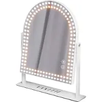 Vanitii Miroir de maquillage 58 cm x 46 cm avec éclairage, pivotant à 360°, intensité réglable, pour le maquillage, miroir cosmétique avec éclairage, 3 couleurs de lumière, blanc