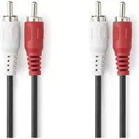 Nedis Câble audio stéréo 2x RCA mâles 2x RCA mâles Nickelé 1.00 m Rond Noir L (1 m, Câbles Cinch)
