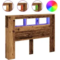 vidaXL Tête de lit LED imitation vieux bois 140x18,5x103,5 cm Bois composite