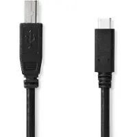 Nedis Câble USB - USB 2.0 - USB-C mâle - USB-B mâle - 480 Mbps - nickelé - 1.00 m - rond - PVC - noir - Étiquette