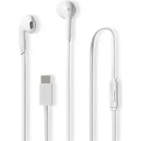 Ginza.se Écouteurs filaires | USB-C | Longueur du câble : 1,20 m | Microphone intégré | Contrôle du volume | Blanc
