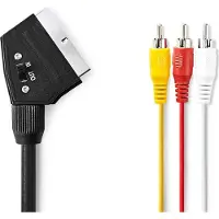 Nedis Câble SCART SCART Mâle 3x RCA Mâle Nickelé Commutable 480p -
