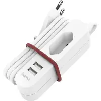Hama USB-Netzteil mit 1,9 m langem Kabel und Eurobuchse, 2x USB-A, Weiß (00223202)