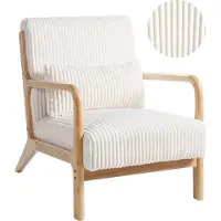 Beliani Fauteuil Sorsele Velours Côtelé Blanc