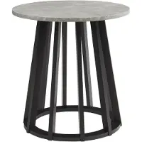 En.casa Table d'appoint 'Buzzard' Ø48 x 48 cm avec structure en bambou plateau rond noir/imitation béton