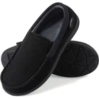 Comfeet Chaussons Hommes - Chaussons - Mocassins - Noirs - Antidérapants - Taille 44/45 -